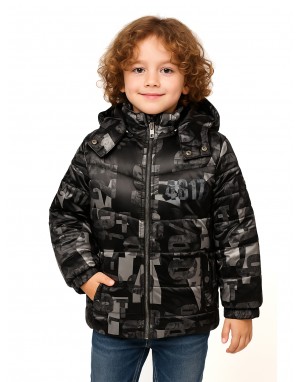 Printed Boys Jacket Printed Metallic Black Jacket 